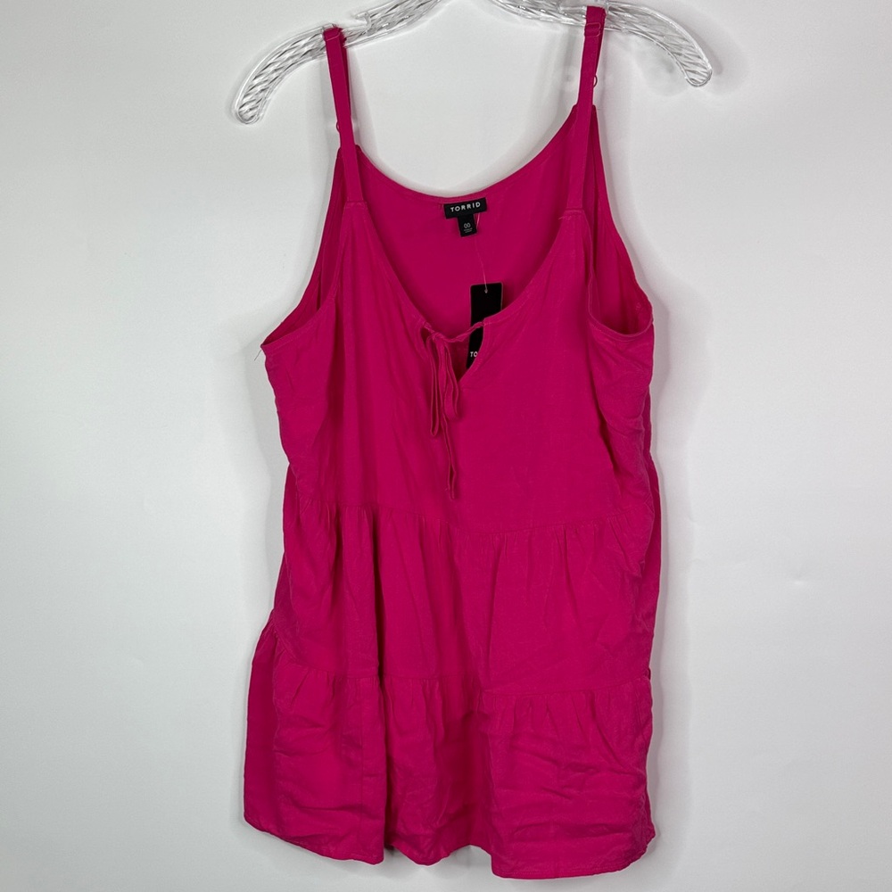 Torrid Pink Rayon Slub Tiered Tie Front Cami Shirt Size 00 (Medium) NWT